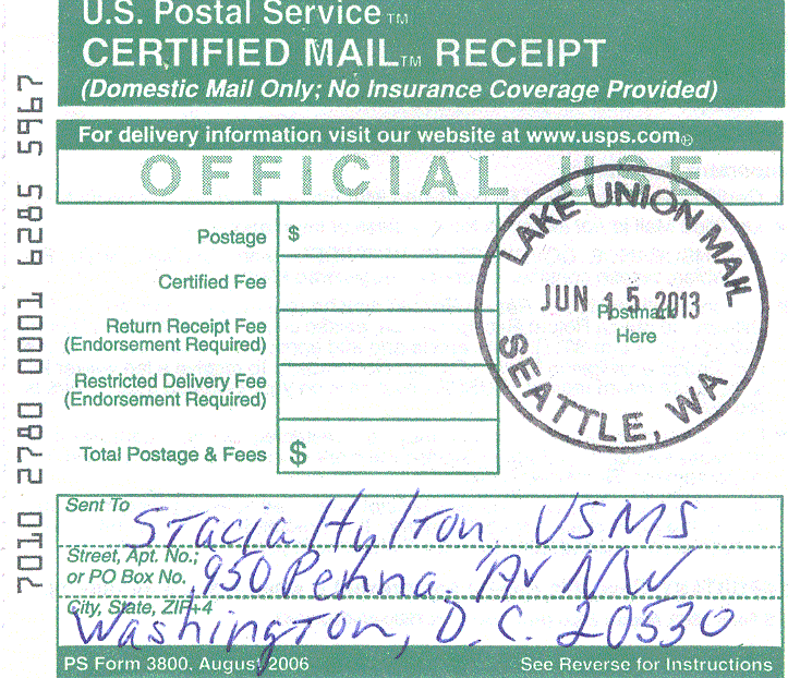 us postal service certified mail receipt